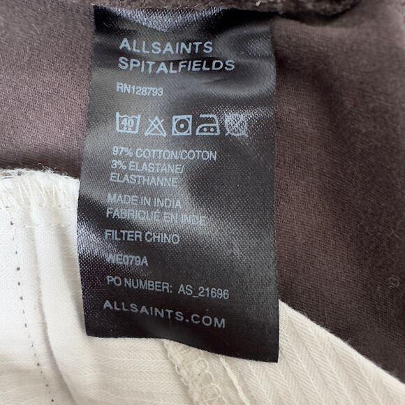 AllSaints Brown Filter Chino Mid-Rise Cotton Slim Stretch Pants Size 4 - Picture 10 of 10